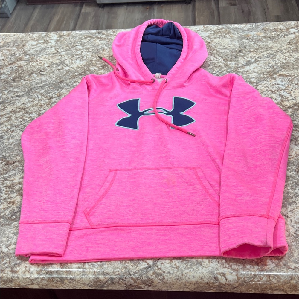 Under Armour Vibrant Pink Hoodie with Navy Logo